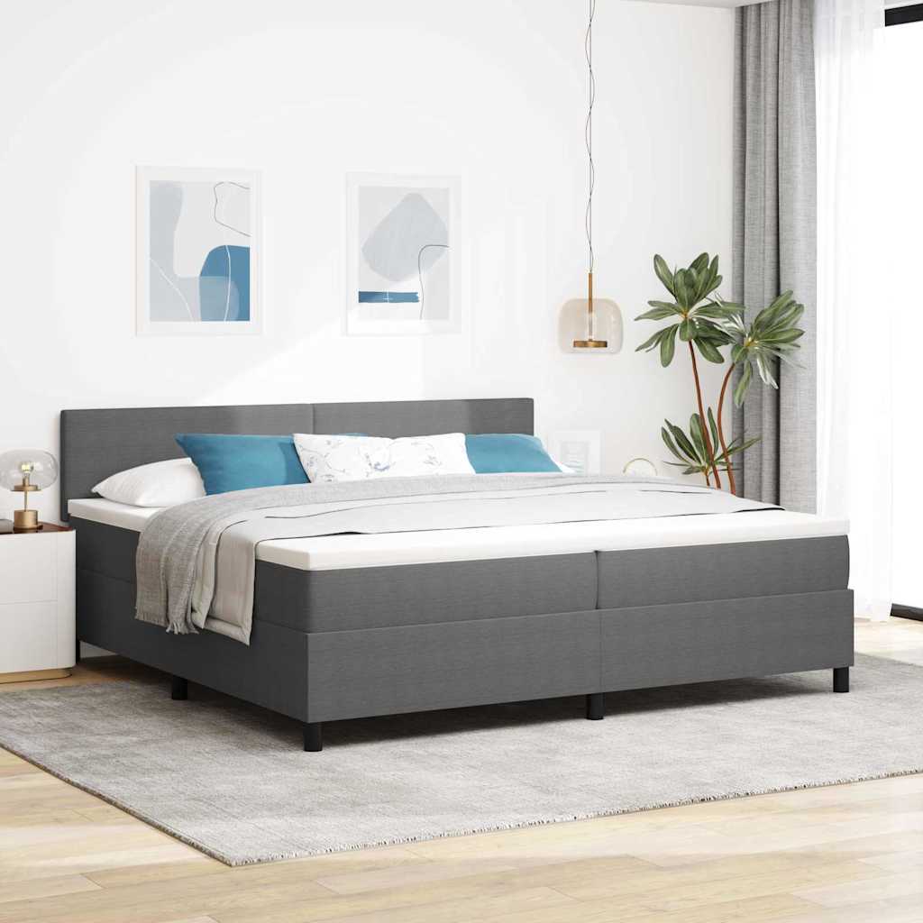 Boxspringbed Lichtgrijs en wit. 200 x 200 cm Katoen Stof is nu te koop bij PeponiXL, paradijselijk wonen!