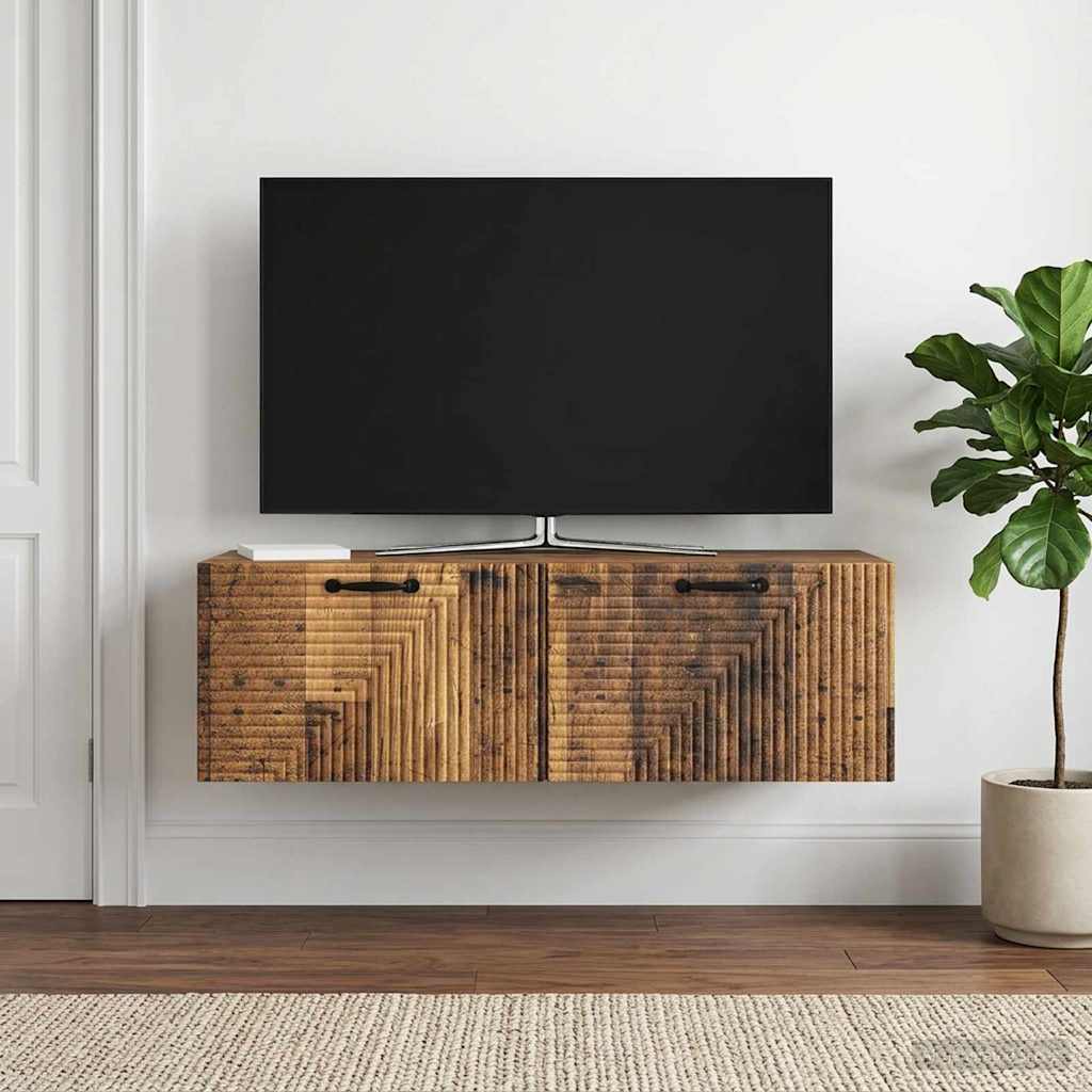 Wandbeugel TV-kast Oud hout 98 x 41 x 30 cm Bewerkt hout is nu te koop bij PeponiXL, paradijselijk wonen!