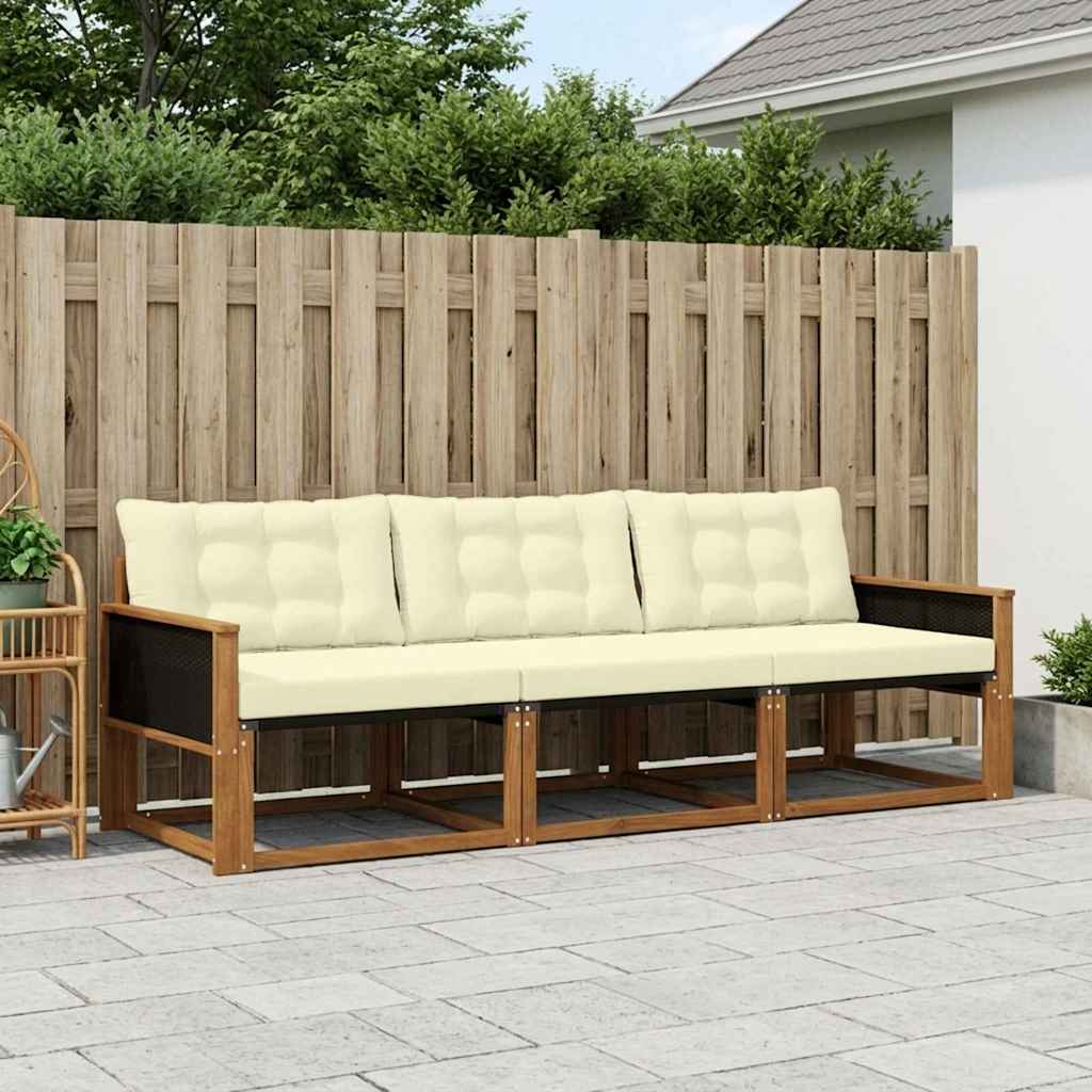 Buiten bankenset met kussen 3 pcs Natuurlijk en Crème is nu te koop bij PeponiXL, paradijselijk wonen!