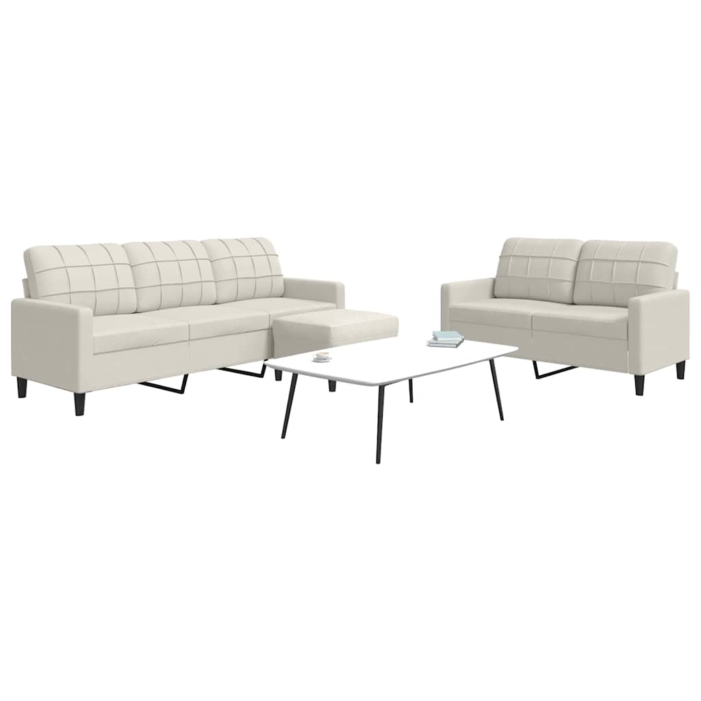 3-delige Loungeset met kussens fluweel crèmekleurig is nu te koop bij PeponiXL, paradijselijk wonen!