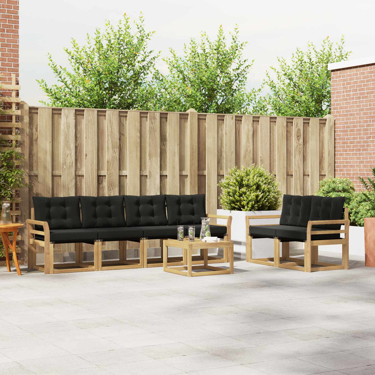 Buiten bankenset met kussen 7 pcs Wit en zwart is nu te koop bij PeponiXL, paradijselijk wonen!