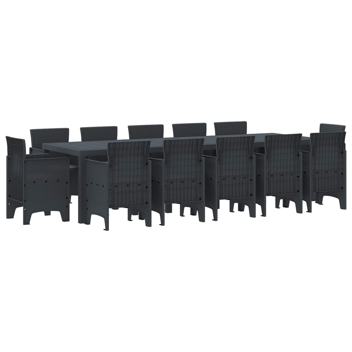 Tuin Eetset met kussen 13 pcs Antraciet Kunststof is nu te koop bij PeponiXL, paradijselijk wonen!