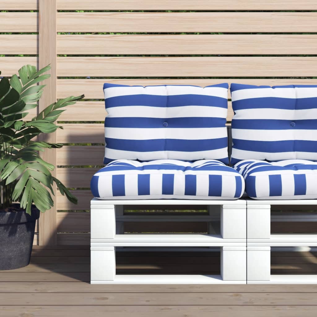 Palletkussens 2 st gestreept oxford stof wit en blauw is nu te koop bij PeponiXL, paradijselijk wonen!