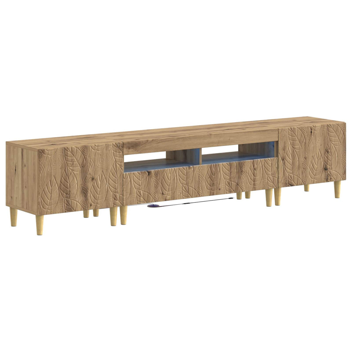 5-delige LED TV-kast Artisanaal eiken Bewerkt hout is nu te koop bij PeponiXL, paradijselijk wonen!