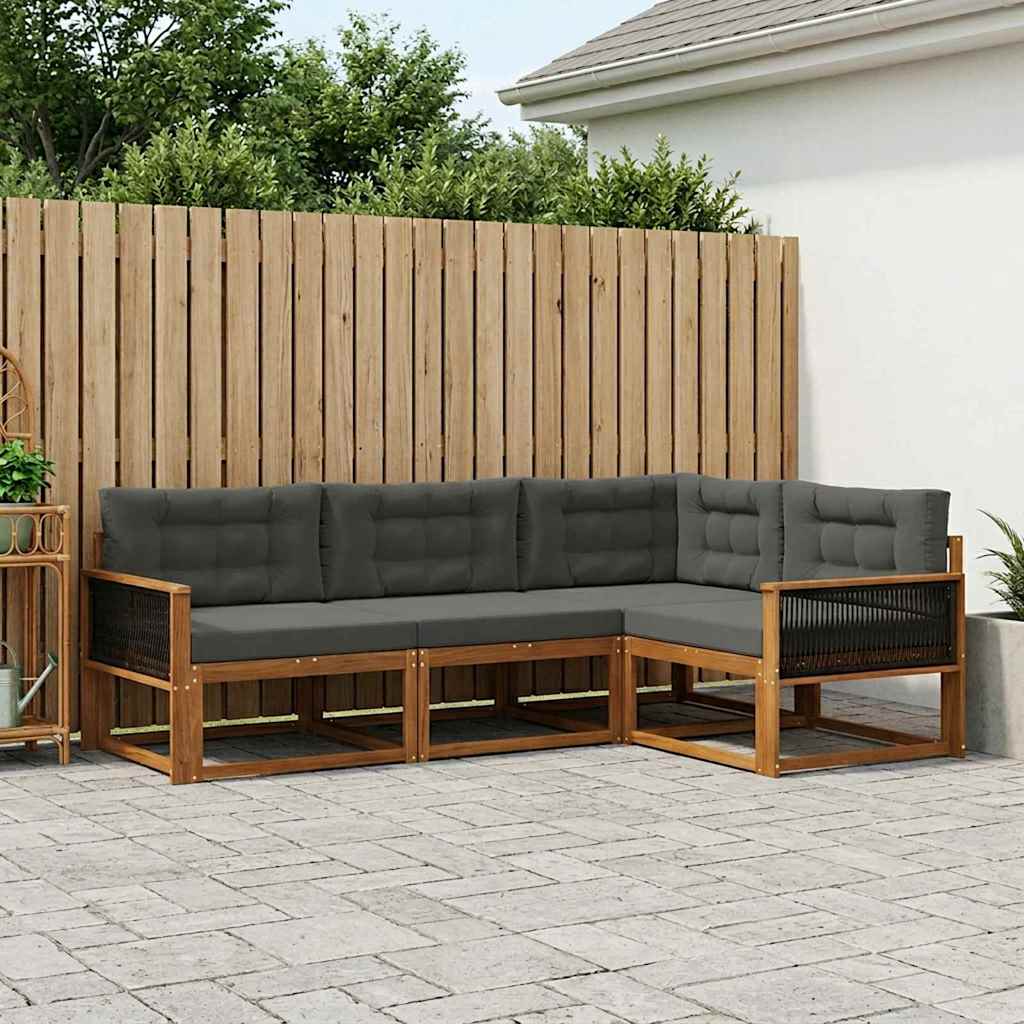Buiten bankenset met kussen 4 pcs Natuurlijk en Antraciet is nu te koop bij PeponiXL, paradijselijk wonen!
