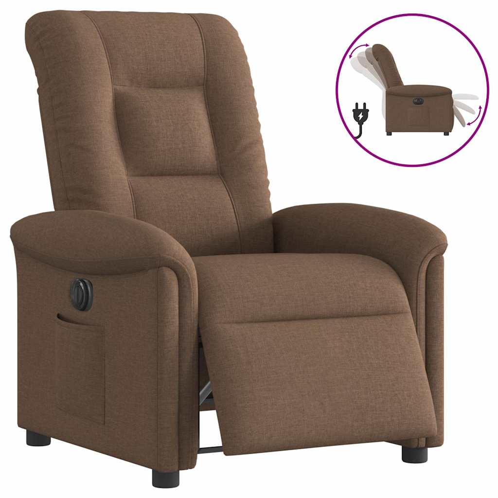 Fauteuil verstelbaar elektrisch stof bruin is nu te koop bij PeponiXL, paradijselijk wonen!