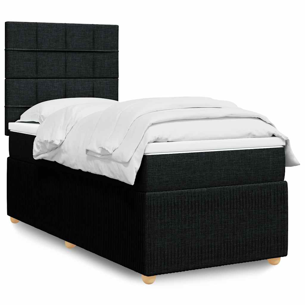 Boxspring met matras stof zwart 100x200 cm is nu te koop bij PeponiXL, paradijselijk wonen!