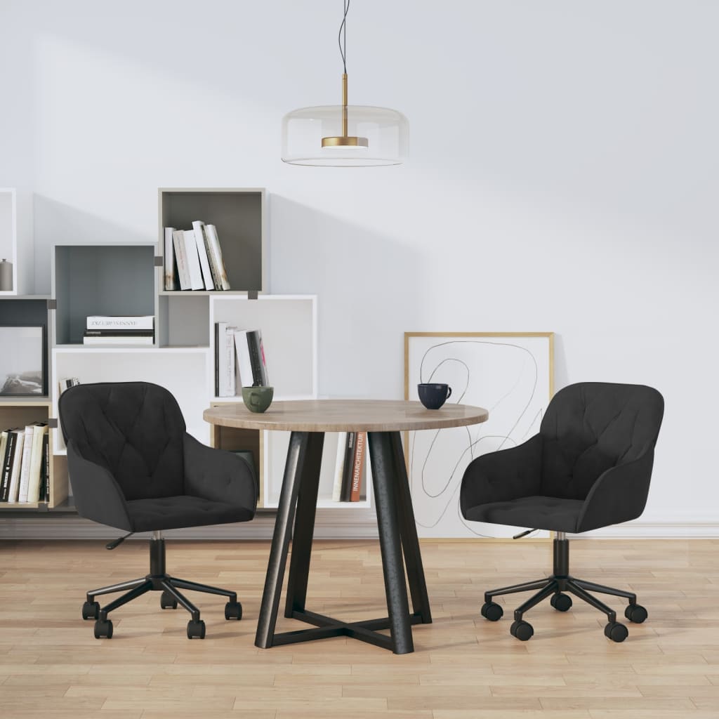 Eetkamerstoelen draaibaar 2 st fluweel zwart is nu te koop bij PeponiXL, paradijselijk wonen!
