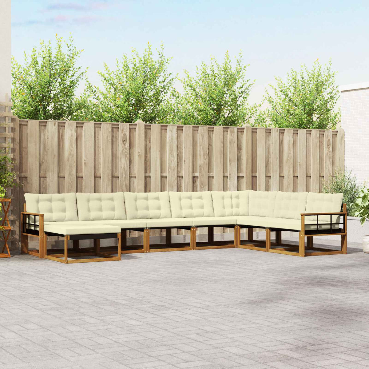 Buiten bankenset met kussen 8 pcs Natuurlijk en Crème is nu te koop bij PeponiXL, paradijselijk wonen!