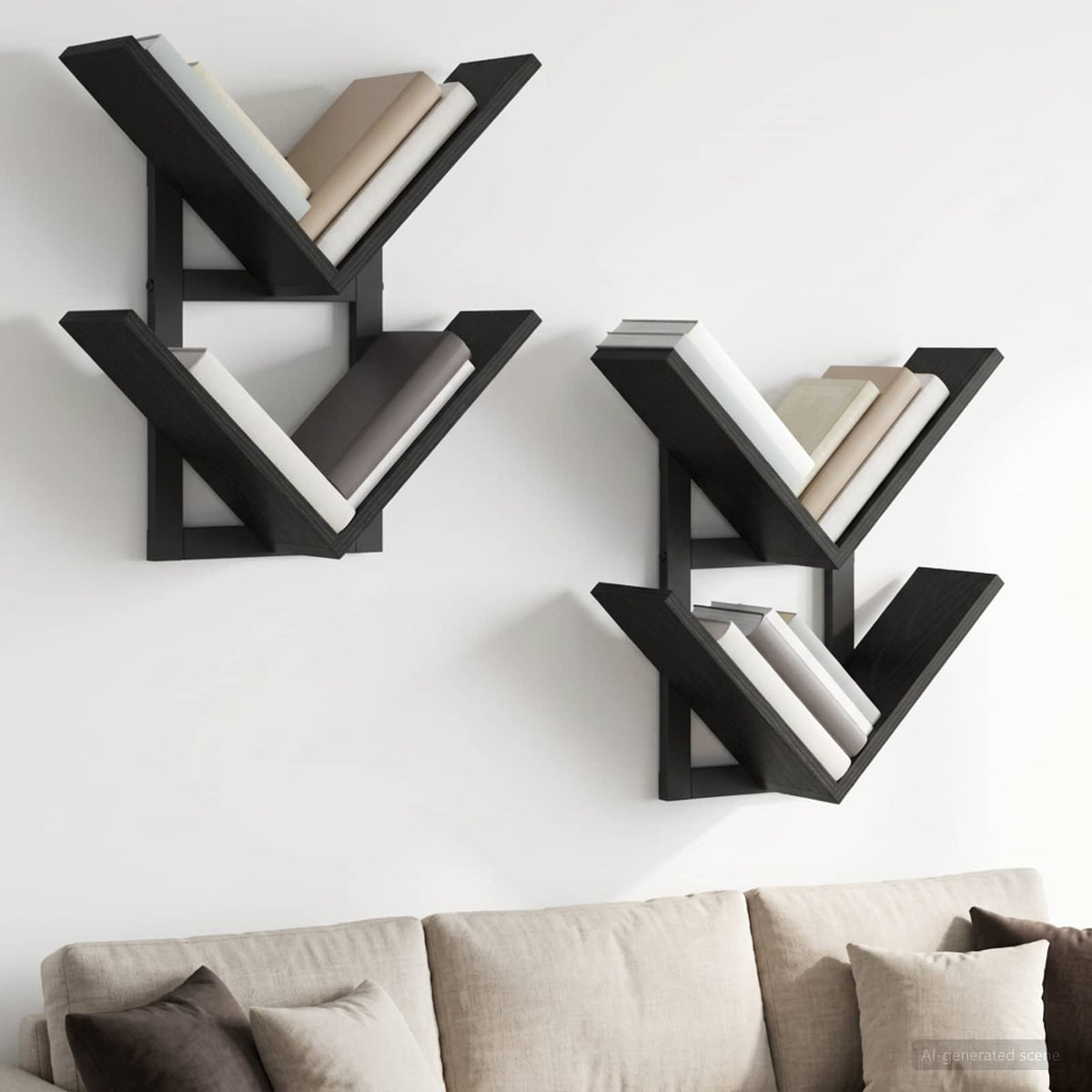 Wand Vlonderschap 2 pcs Zwart eiken 43 x 15 x 47 cm is nu te koop bij PeponiXL, paradijselijk wonen!