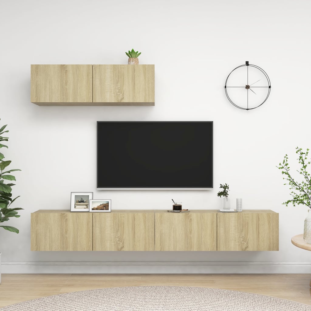 Tv-meubelen 3 st bewerkt hout sonoma eikenkleurig is nu te koop bij PeponiXL, paradijselijk wonen!