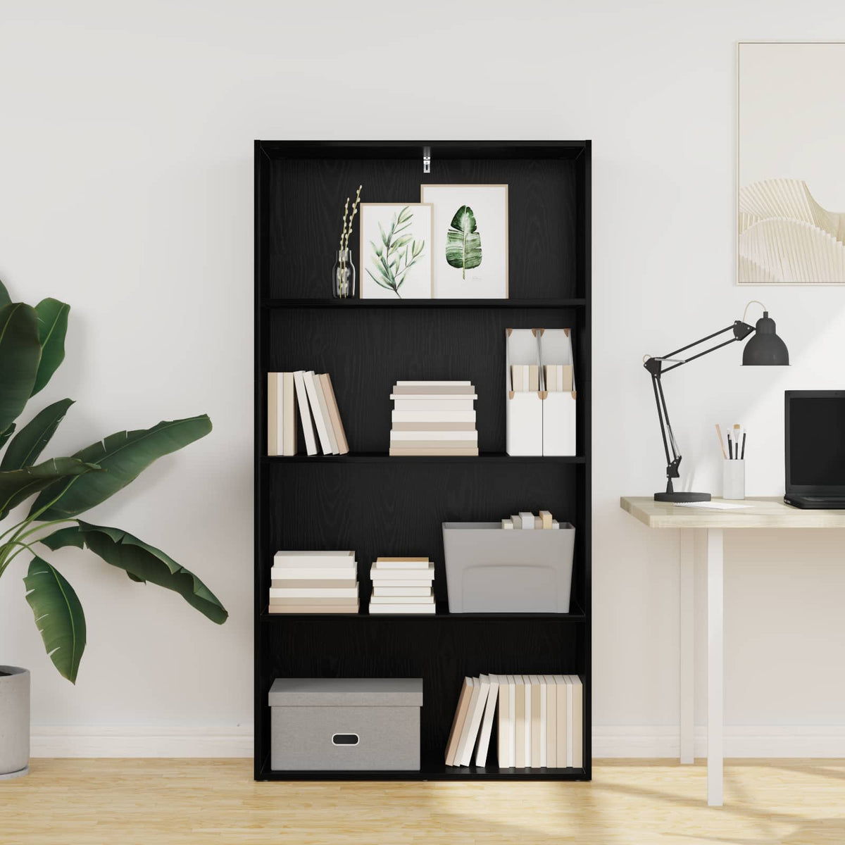 Vrijstaande Boekenkast Zwart Eiken 80 x 30 x 152 cm is nu te koop bij PeponiXL, paradijselijk wonen!
