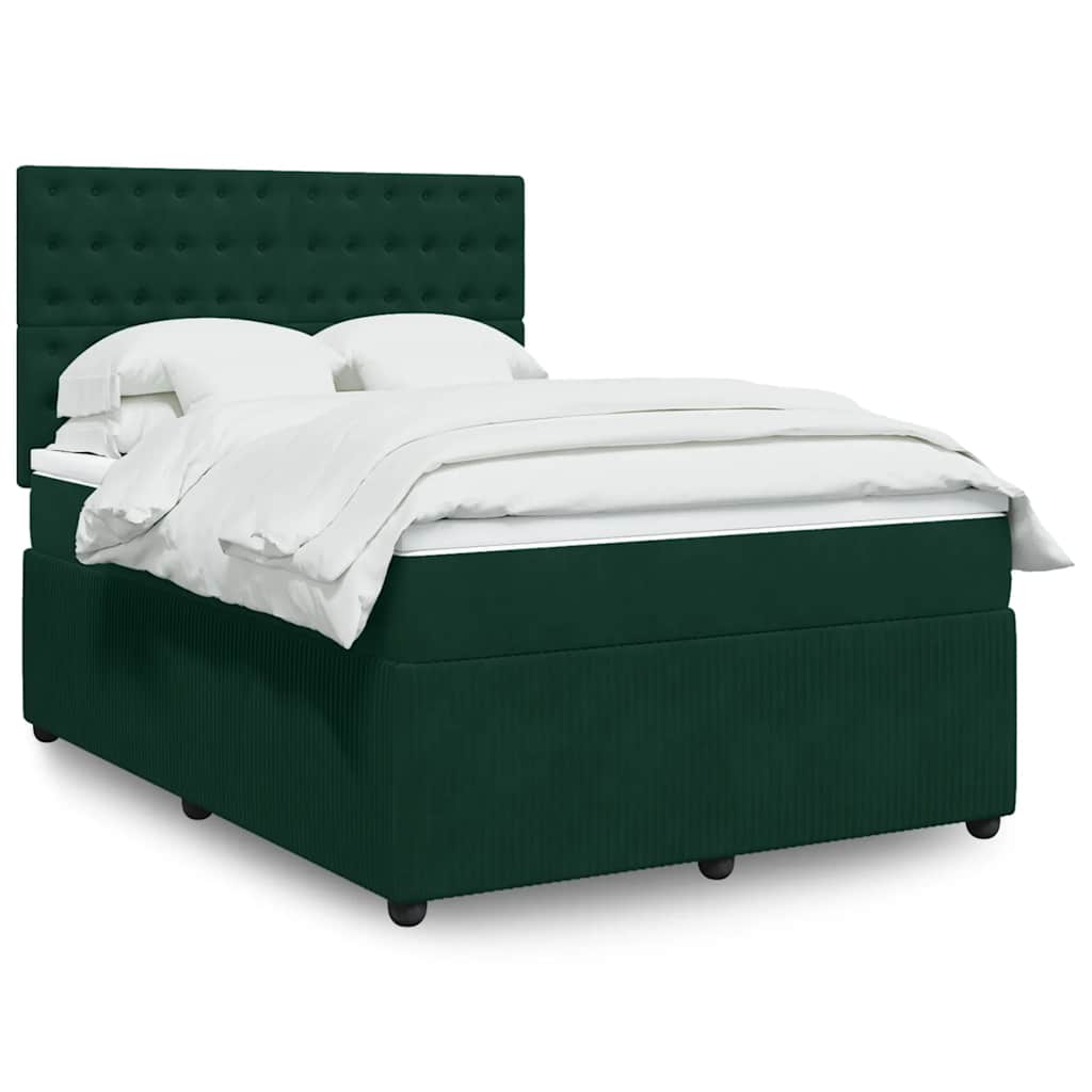 Boxspring met matras fluweel donkergroen 140x190 cm is nu te koop bij PeponiXL, paradijselijk wonen!