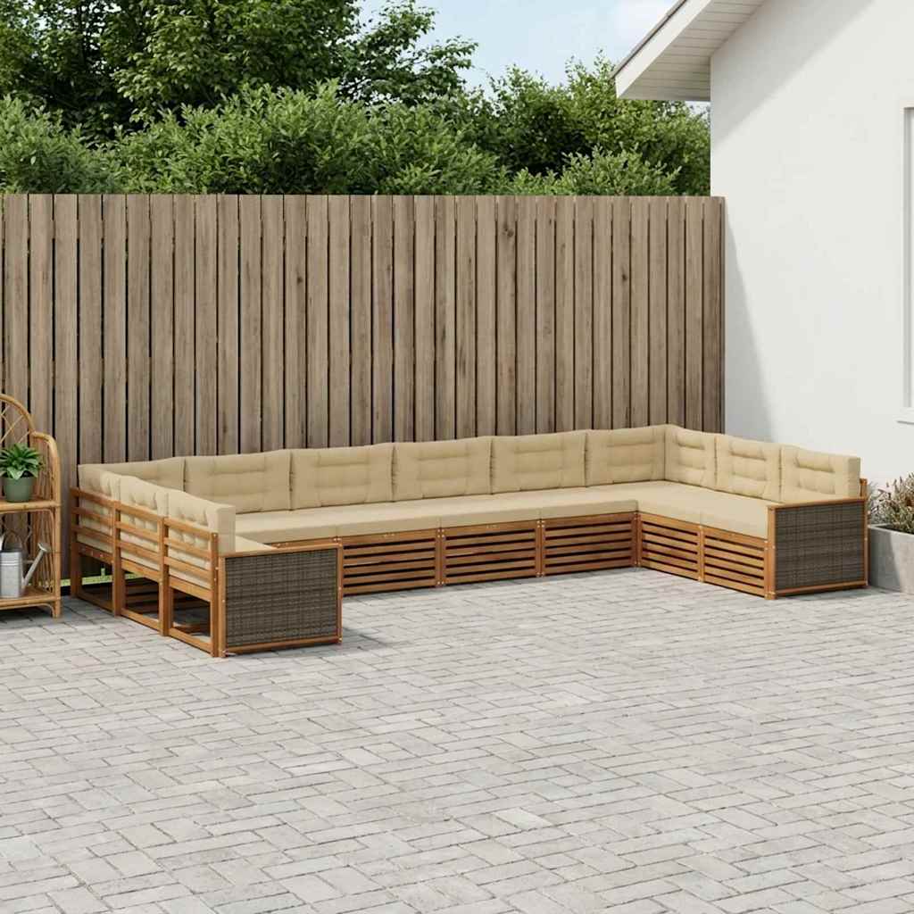 Sofa-Sets met kussen 10 pcs Massief Acaciahout is nu te koop bij PeponiXL, paradijselijk wonen!