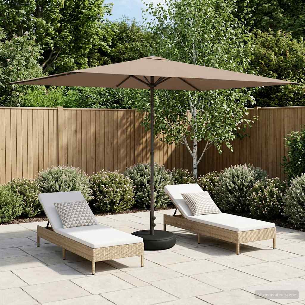 Tuinparasol met Basis 200 x 300 cm Polyester Rechthoekig Taupe is nu te koop bij PeponiXL, paradijselijk wonen!