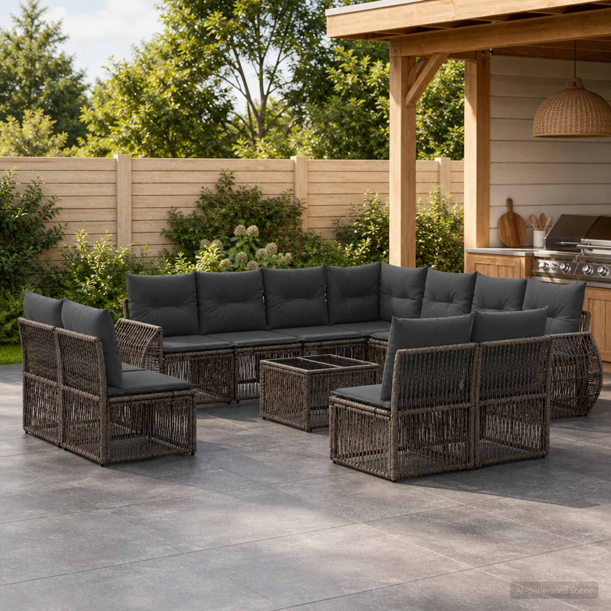 Tuinbankenset 12 pcs Grijs en Donkergrijs poly rattan is nu te koop bij PeponiXL, paradijselijk wonen!