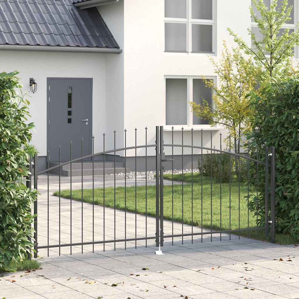 Dubbele Poort met slot Woerden Grijs 299,5 x 149,5 cm Staal is nu te koop bij PeponiXL, paradijselijk wonen!