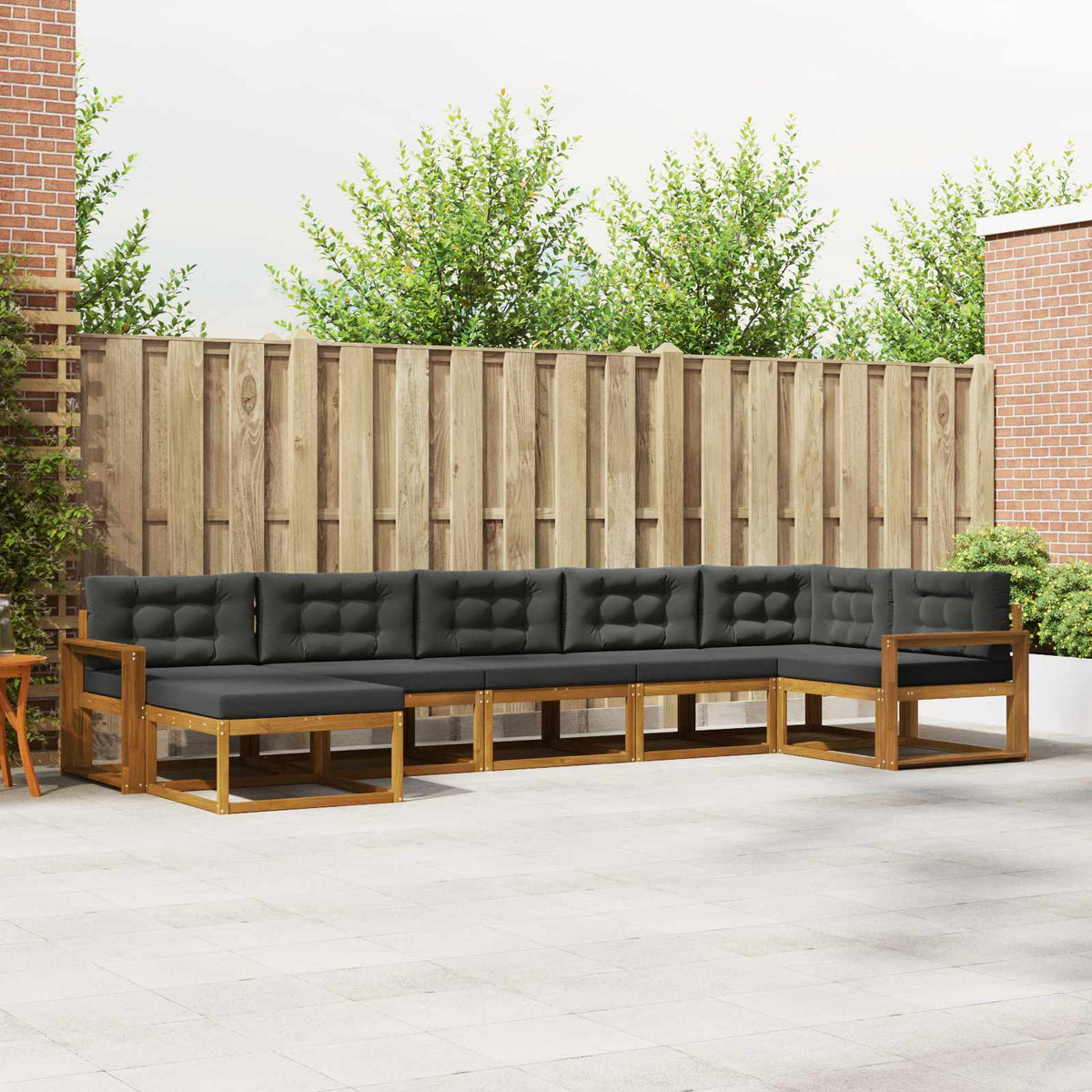 Buiten bankenset met kussen 7 pcs Natuurlijk en Antraciet is nu te koop bij PeponiXL, paradijselijk wonen!