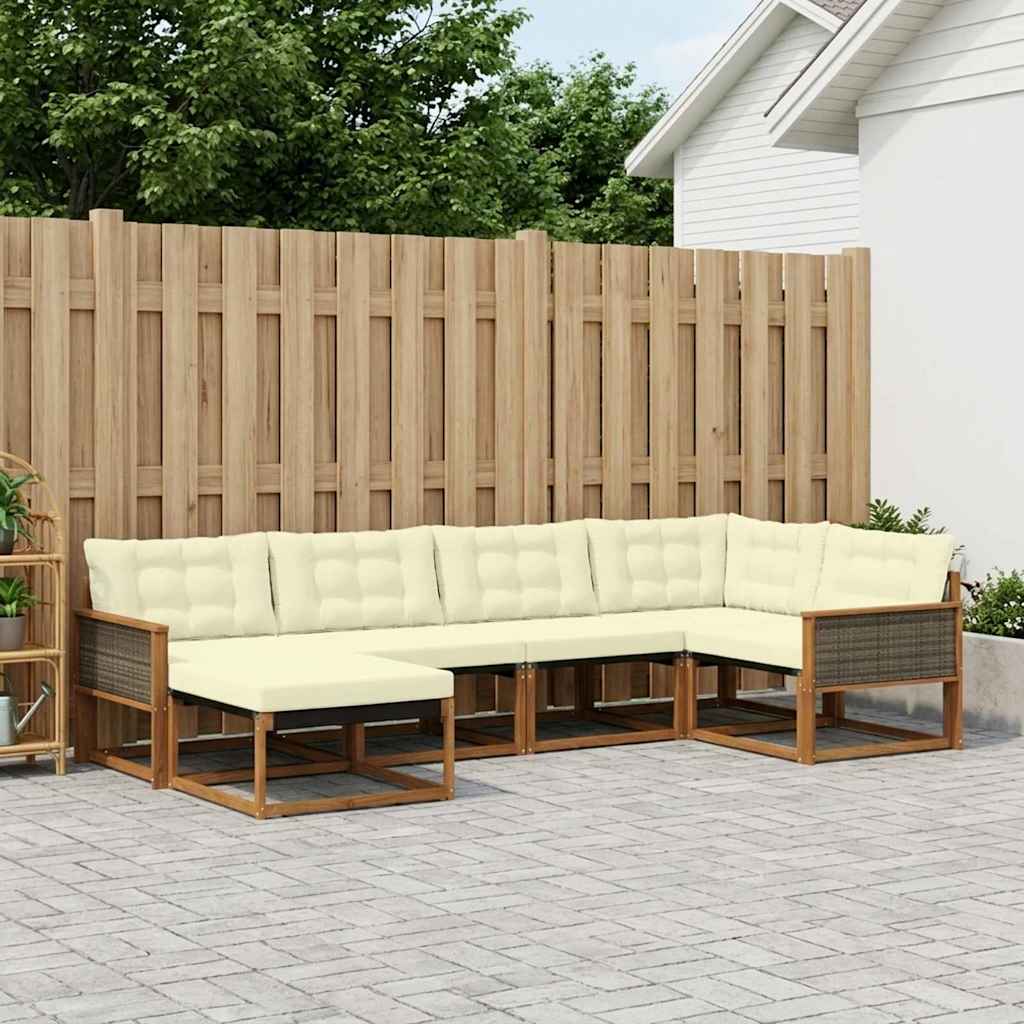 Buiten bankenset met kussen 6 pcs Natuurlijk en Crème is nu te koop bij PeponiXL, paradijselijk wonen!