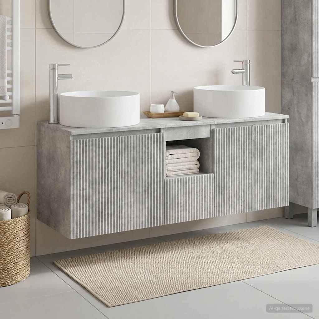 Badkamerkastenset 3 st Betongrijs 49,5 x 44,5 x 65,5 cm is nu te koop bij PeponiXL, paradijselijk wonen!
