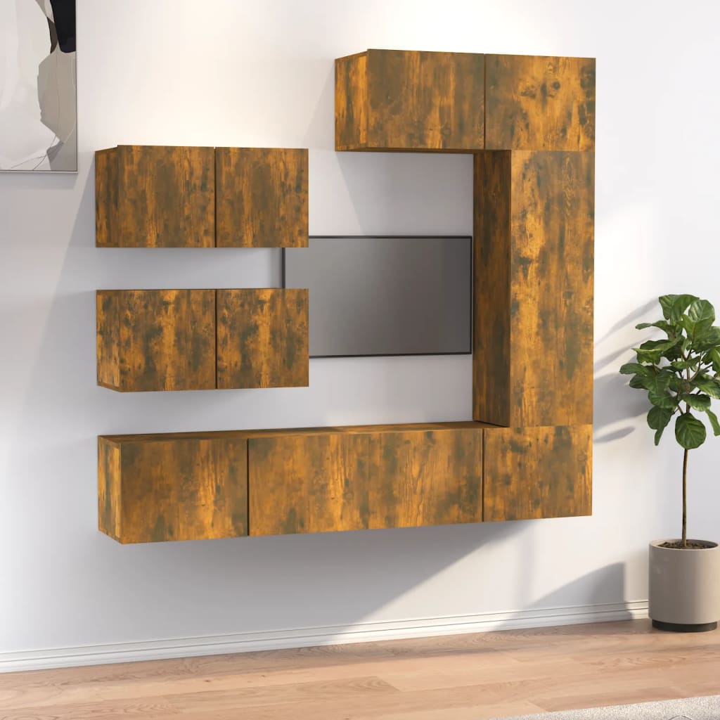 6-delige Tv-meubelset bewerkt hout gerookt eikenkleurig is nu te koop bij PeponiXL, paradijselijk wonen!