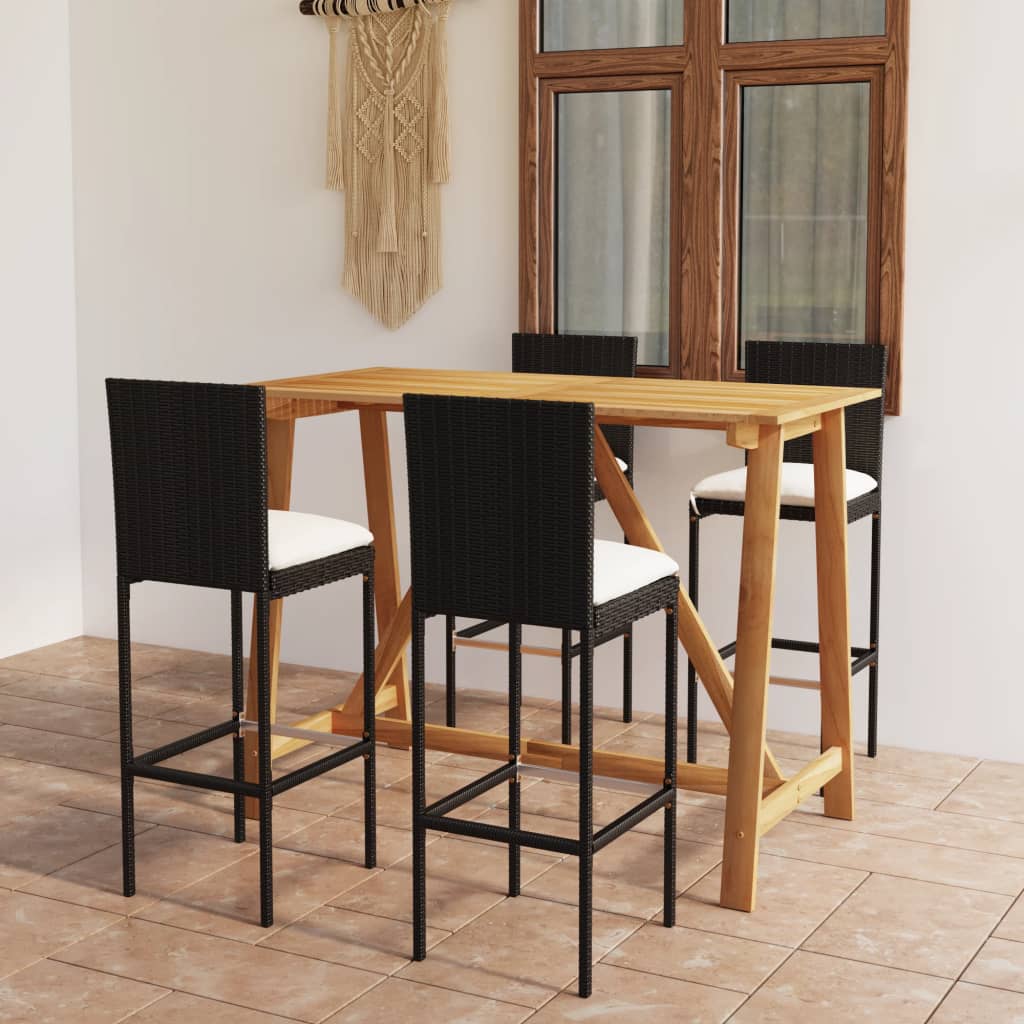 5-delige Tuinbarset met kussens zwart is nu te koop bij PeponiXL, paradijselijk wonen!