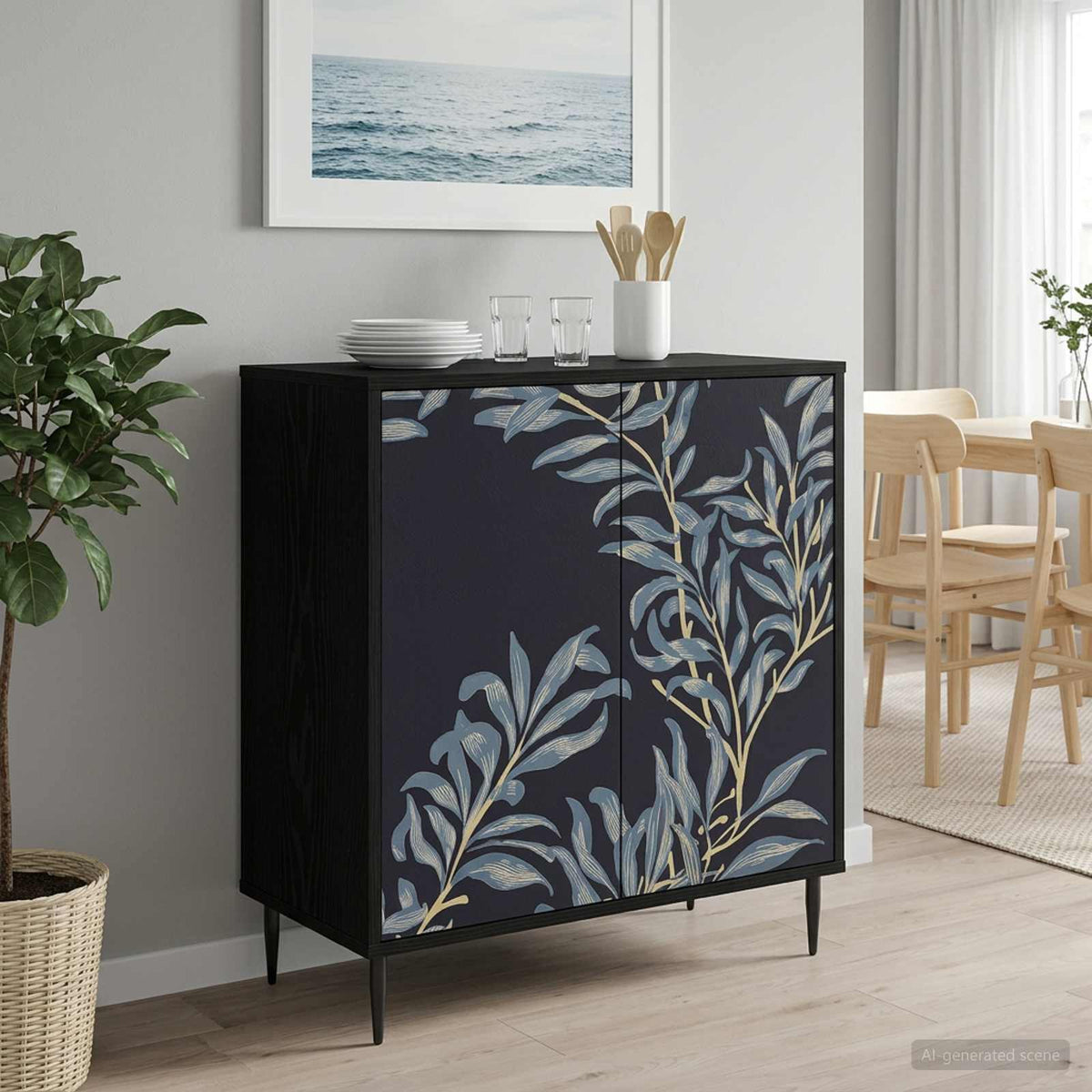 Dressoir DOKKUM Zwart eiken 69 x 33 x 76 cm Bewerkt hout is nu te koop bij PeponiXL, paradijselijk wonen!