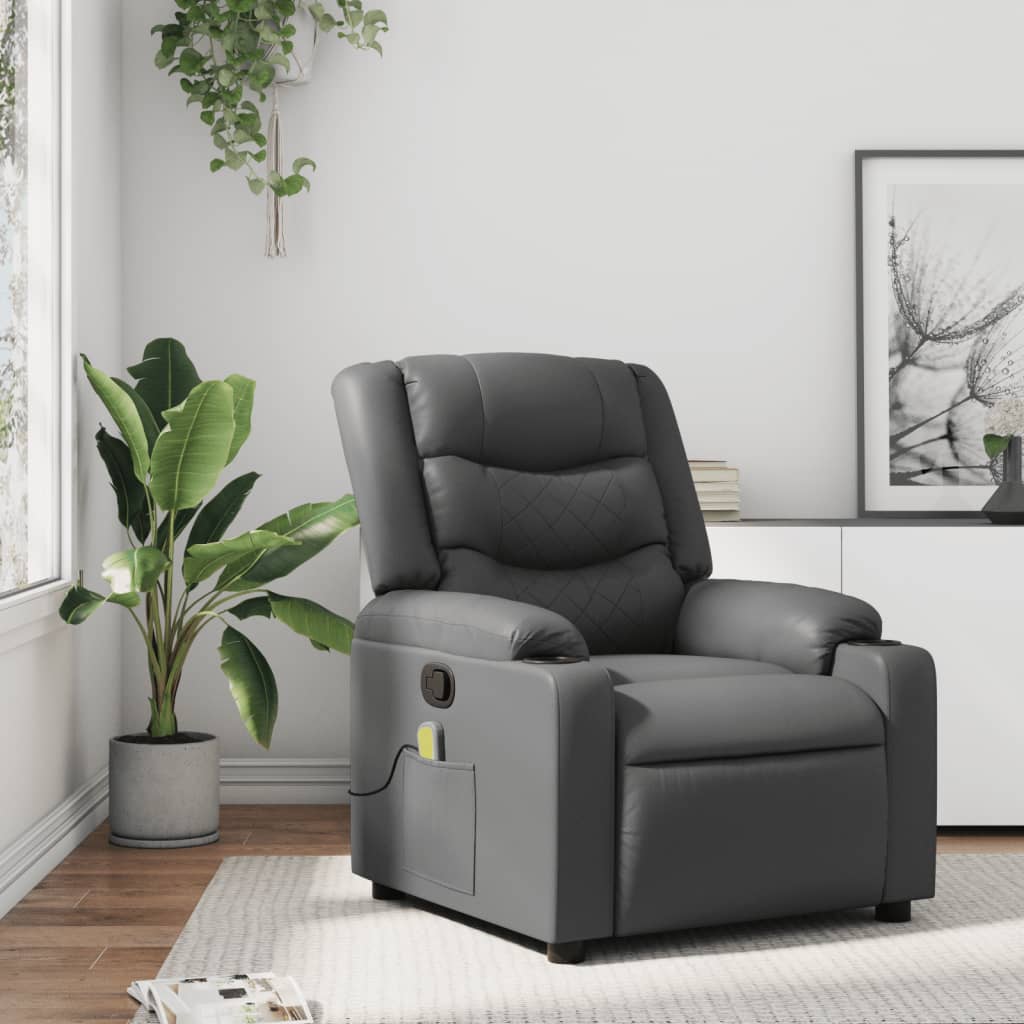 Massagestoel verstelbaar kunstleer grijs is nu te koop bij PeponiXL, paradijselijk wonen!