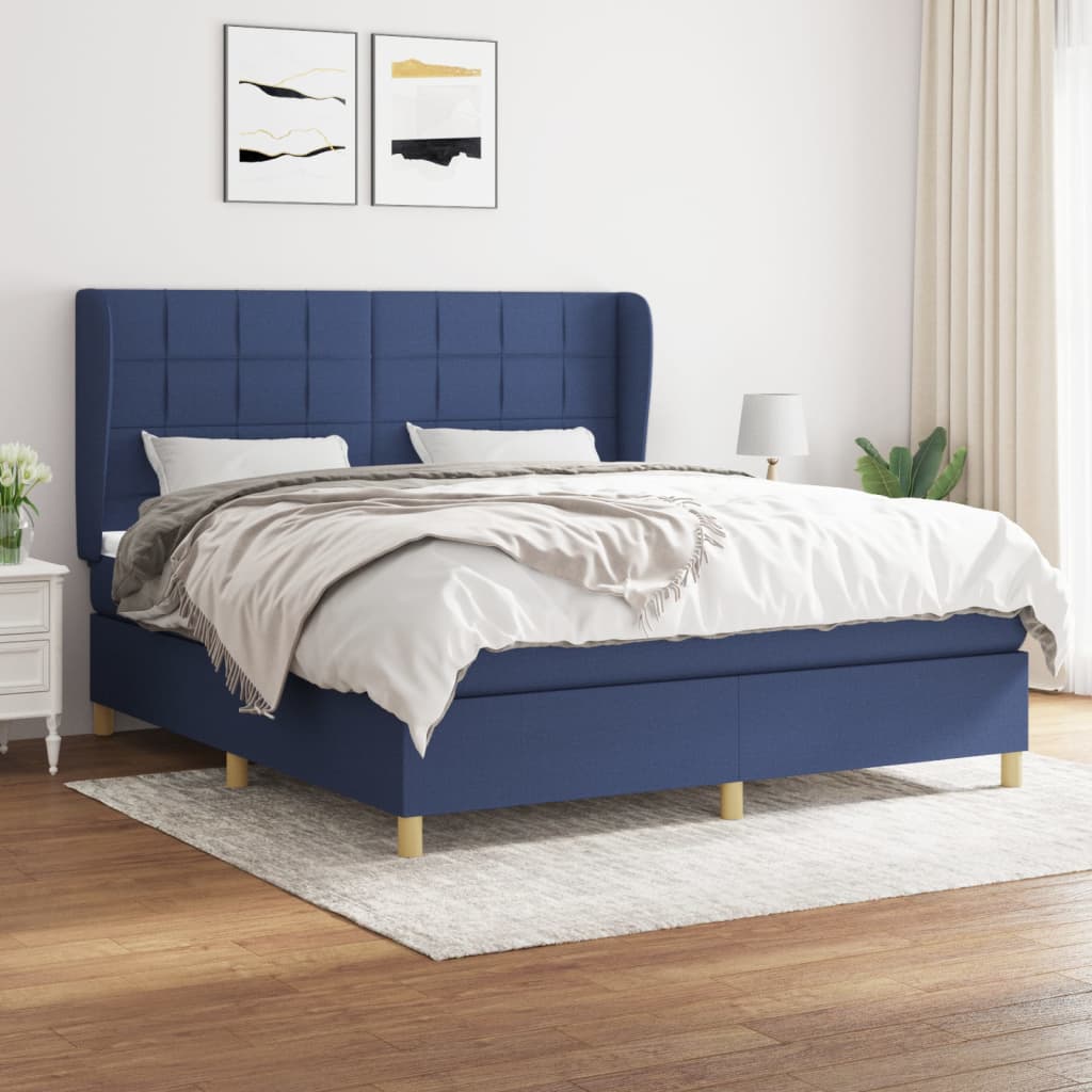 Boxspring met matras stof blauw 160x200 cm is nu te koop bij PeponiXL, paradijselijk wonen!