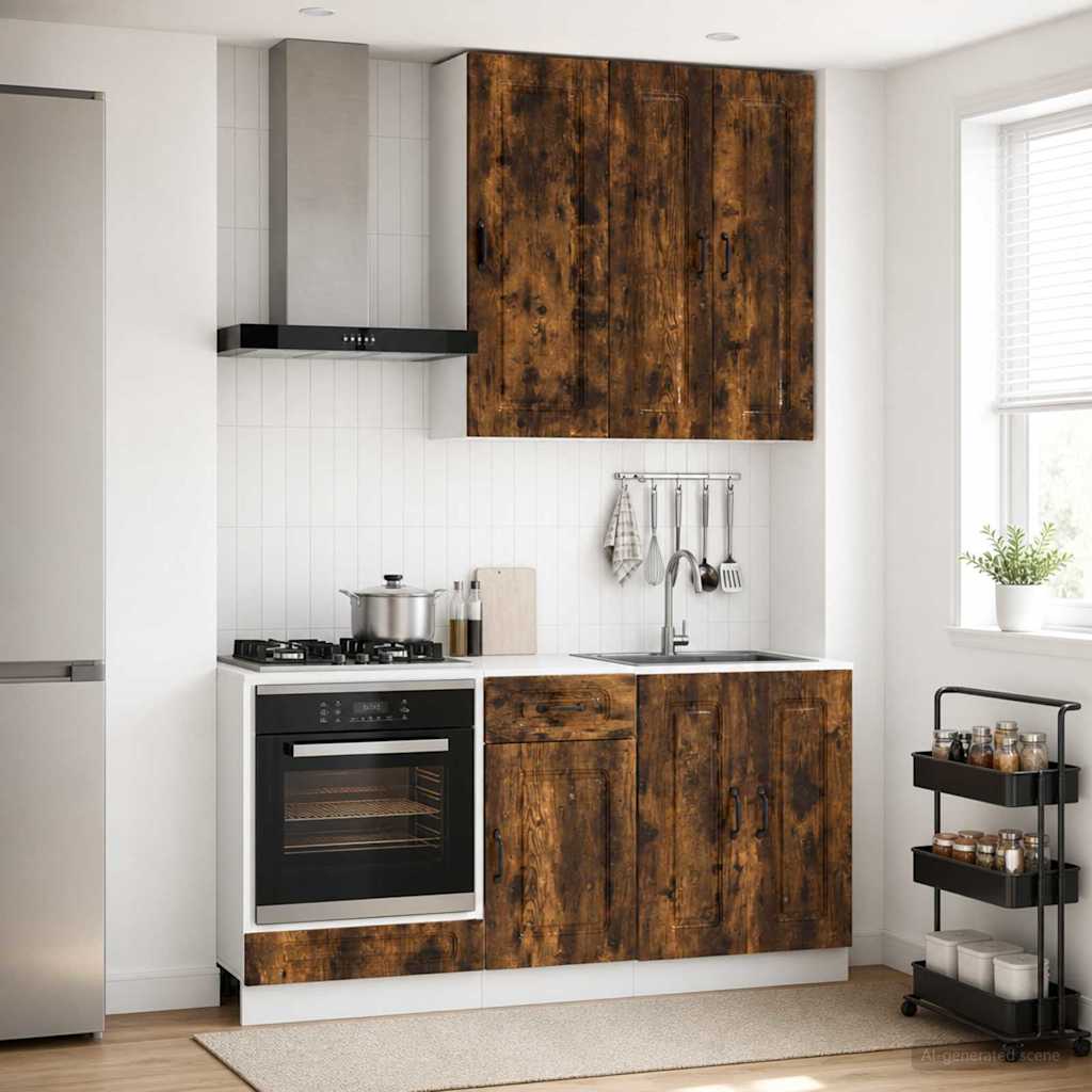 Keukenblok KALMAR 5 pcs Gerookt eiken Bewerkt hout is nu te koop bij PeponiXL, paradijselijk wonen!