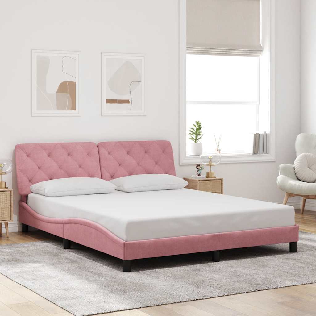 Bedframe zonder matras fluweel roze 160x200 cm is nu te koop bij PeponiXL, paradijselijk wonen!