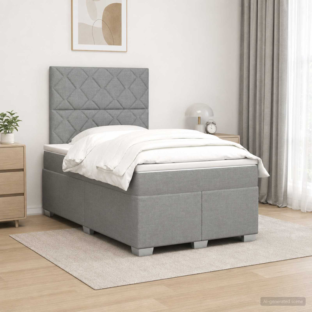 Boxspringbed met matras Lichtgrijs 120 x 190 cm Stof is nu te koop bij PeponiXL, paradijselijk wonen!