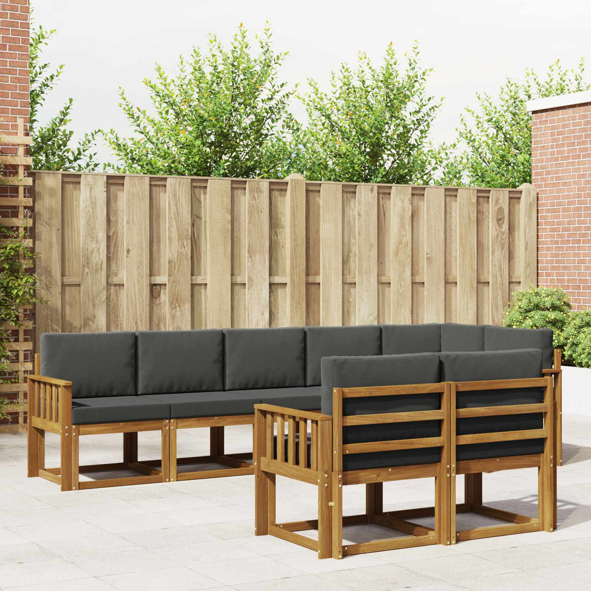 Buiten bankenset met kussen 8 pcs Natuurlijk en Antraciet is nu te koop bij PeponiXL, paradijselijk wonen!