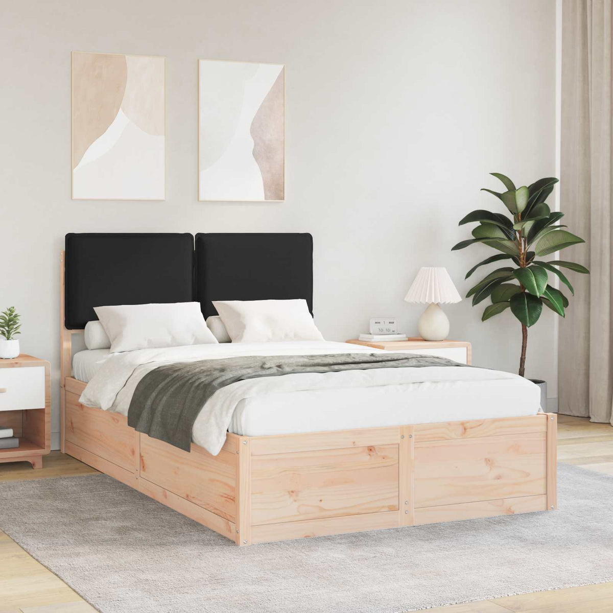 Bedframe met Gevoerd Hoofdgedeelte Zwart 120 x 200 cm is nu te koop bij PeponiXL, paradijselijk wonen!