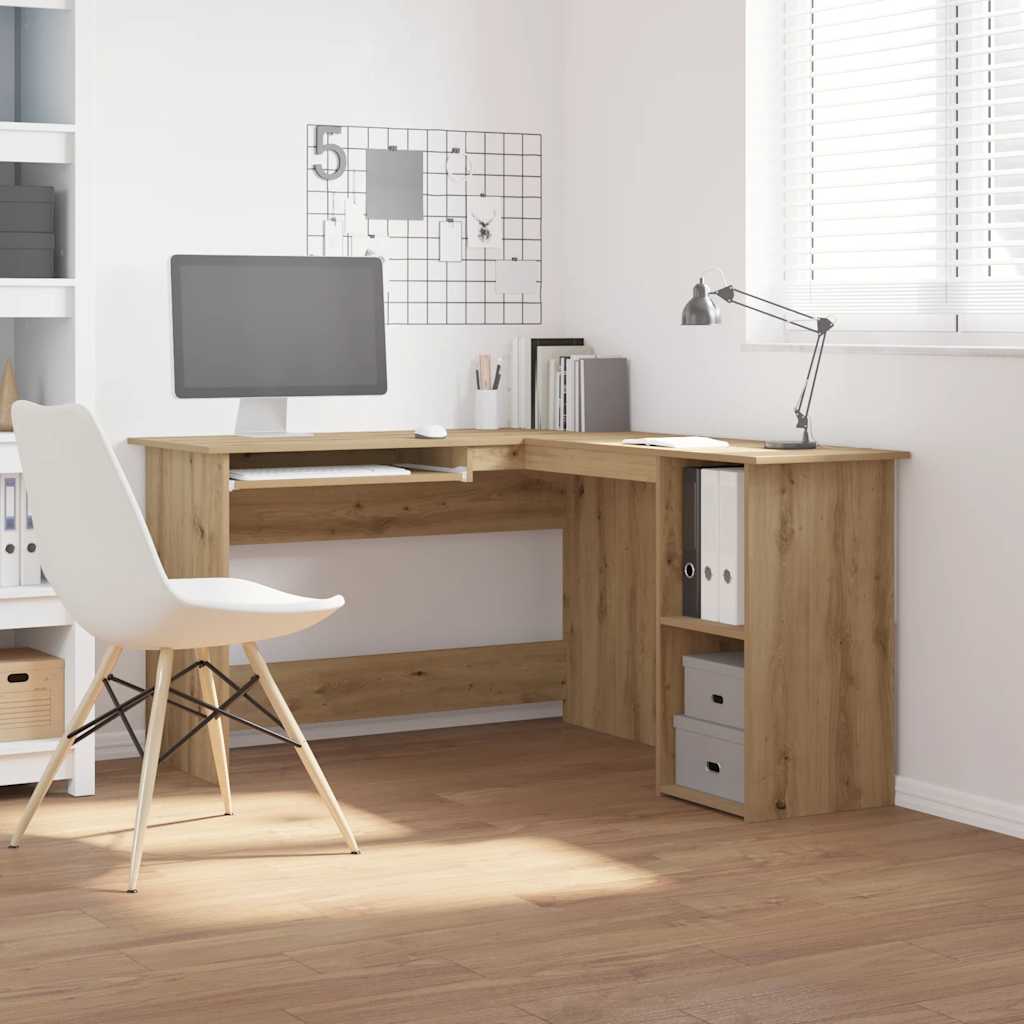 Hoekbureau 120x140x75 cm bewerkt hout artisanaal eikenkleur is nu te koop bij PeponiXL, paradijselijk wonen!