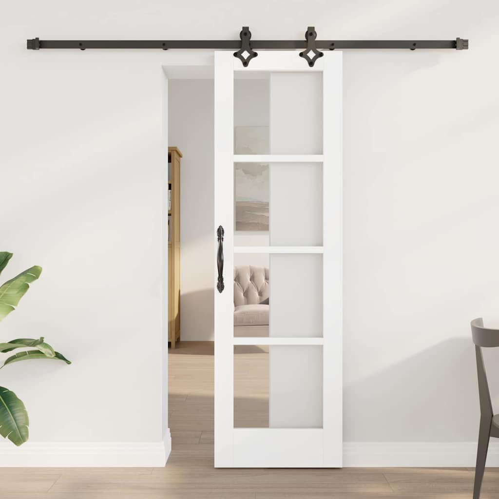 Schuifdeur Wit 61 x 198,5 cm Massief grenenhout en glas is nu te koop bij PeponiXL, paradijselijk wonen!