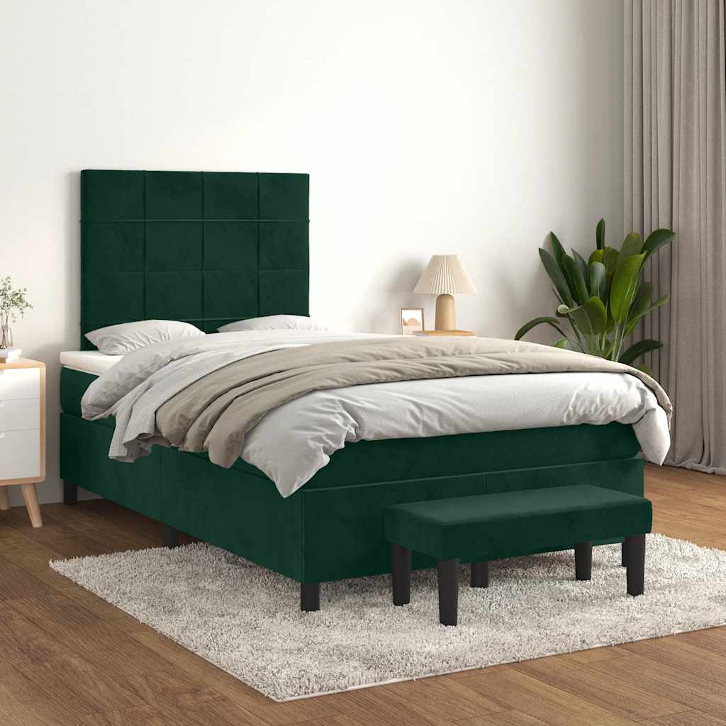 Boxspring met matras fluweel donkergroen 120x200 cm is nu te koop bij PeponiXL, paradijselijk wonen!