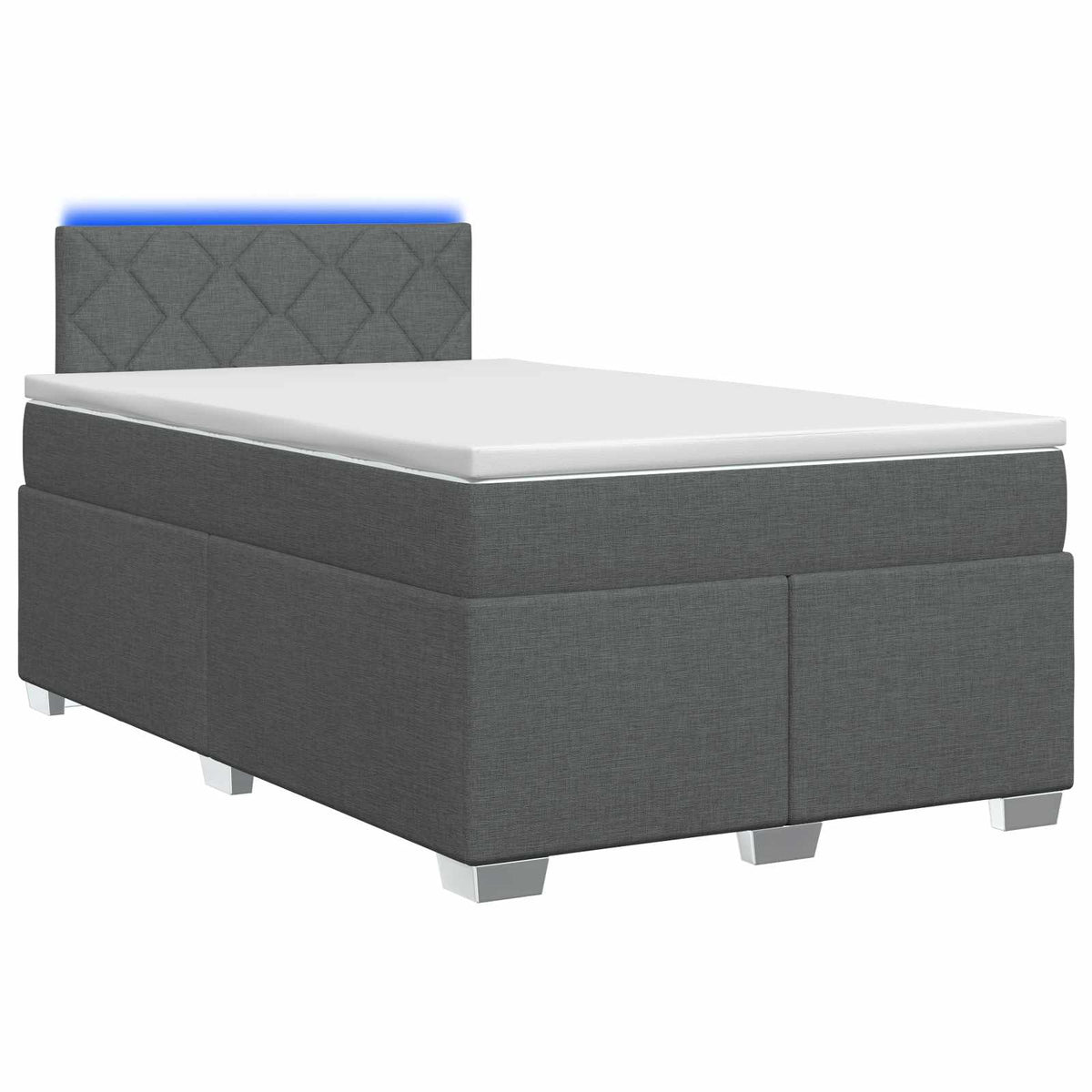 Boxspring Bed met Matras en LED Donkergrijs 120 x 200 cm Stof is nu te koop bij PeponiXL, paradijselijk wonen!