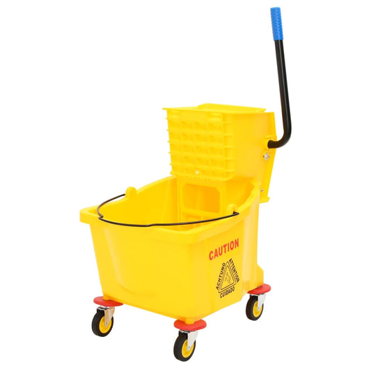 Dweilemmer met wringer en wielen 36 L polypropeen geel is nu te koop bij PeponiXL, paradijselijk wonen!