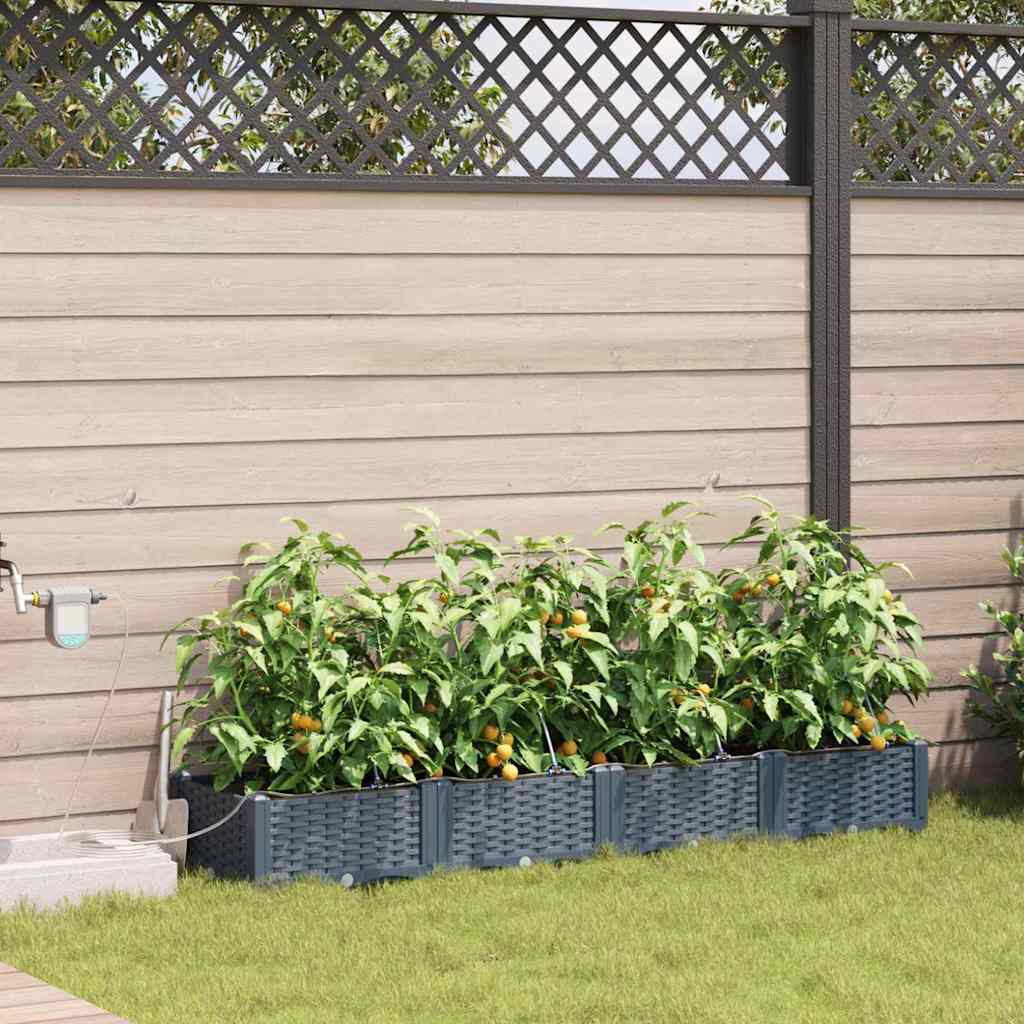 Tuin Bloempot 4 pcs Licht Grijs Kunststof is nu te koop bij PeponiXL, paradijselijk wonen!