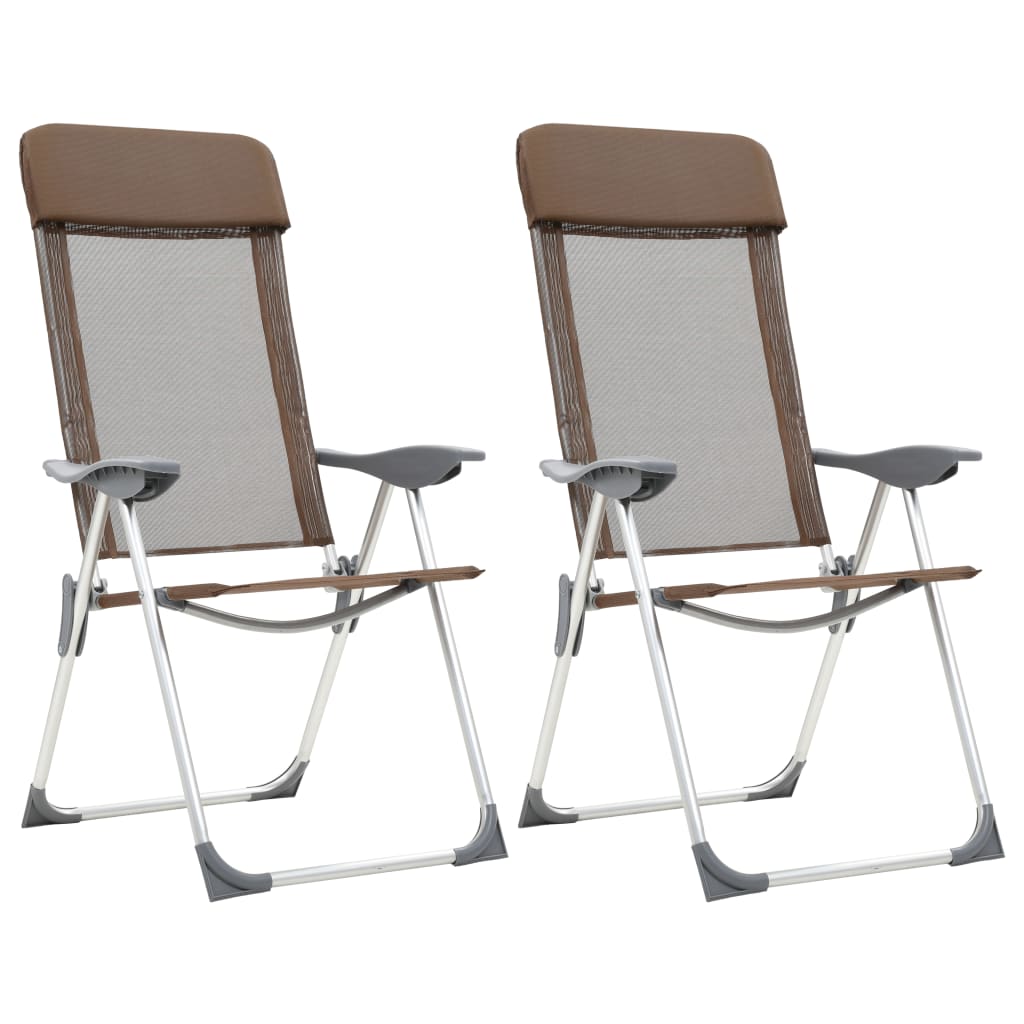 Campingstoelen 2 st inklapbaar aluminium bruin is nu te koop bij PeponiXL, paradijselijk wonen!
