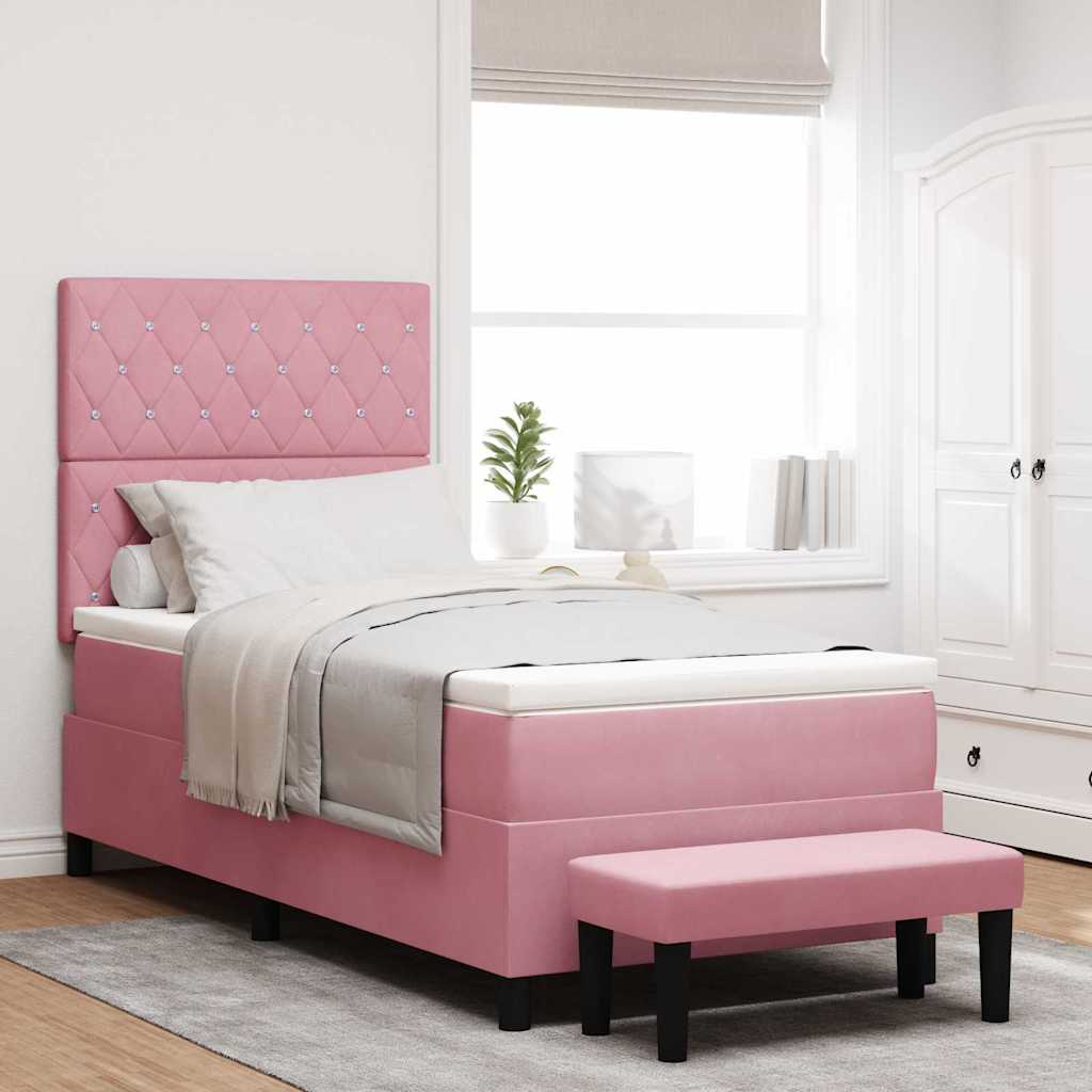 Boxspring bed met hoofdeinde Roze 200 x 100 cm Fluweel is nu te koop bij PeponiXL, paradijselijk wonen!