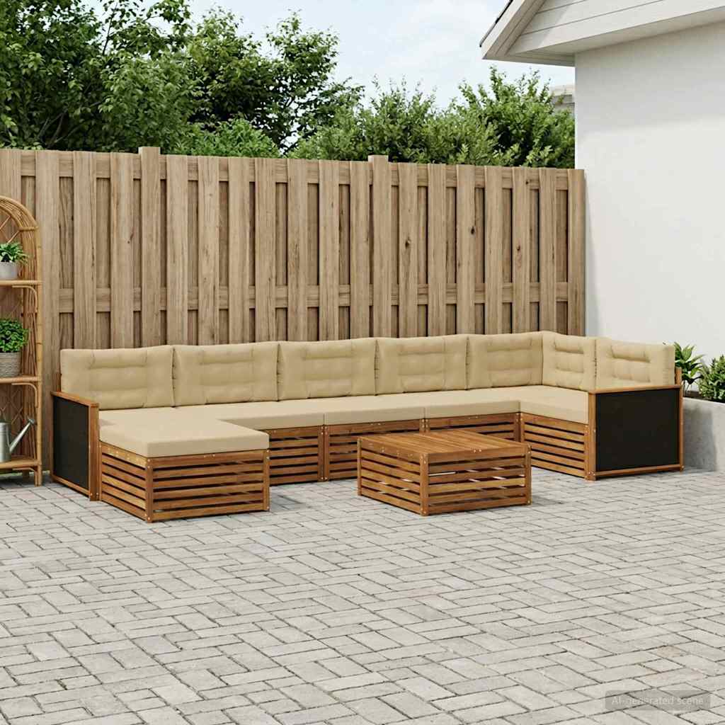Buiten bankenset met kussen 8 pcs Natuurlijk en Beige is nu te koop bij PeponiXL, paradijselijk wonen!