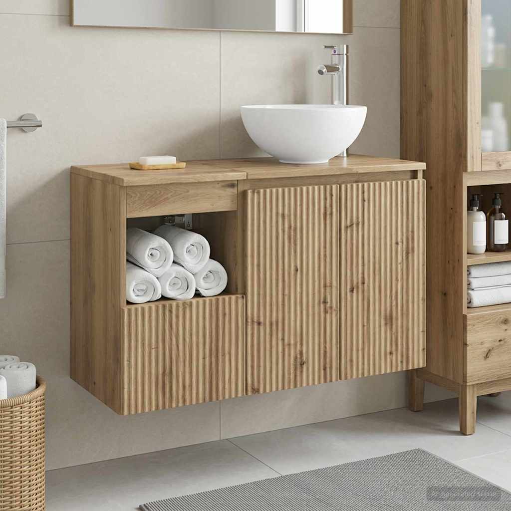 Badkamermeubelset 2 st Artisanaal eiken Bewerkt hout is nu te koop bij PeponiXL, paradijselijk wonen!