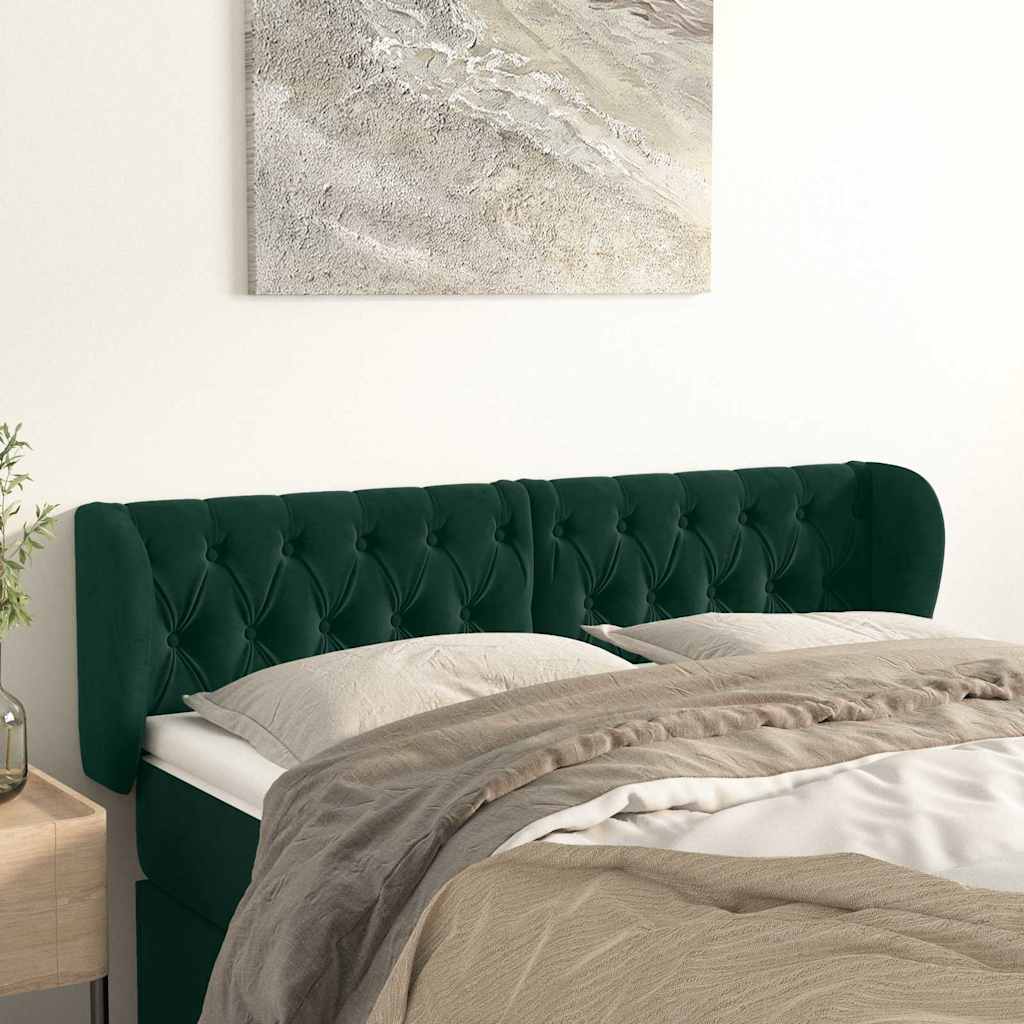 Hoofdbord met randen 147x23x78/88 cm fluweel donkergroen is nu te koop bij PeponiXL, paradijselijk wonen!