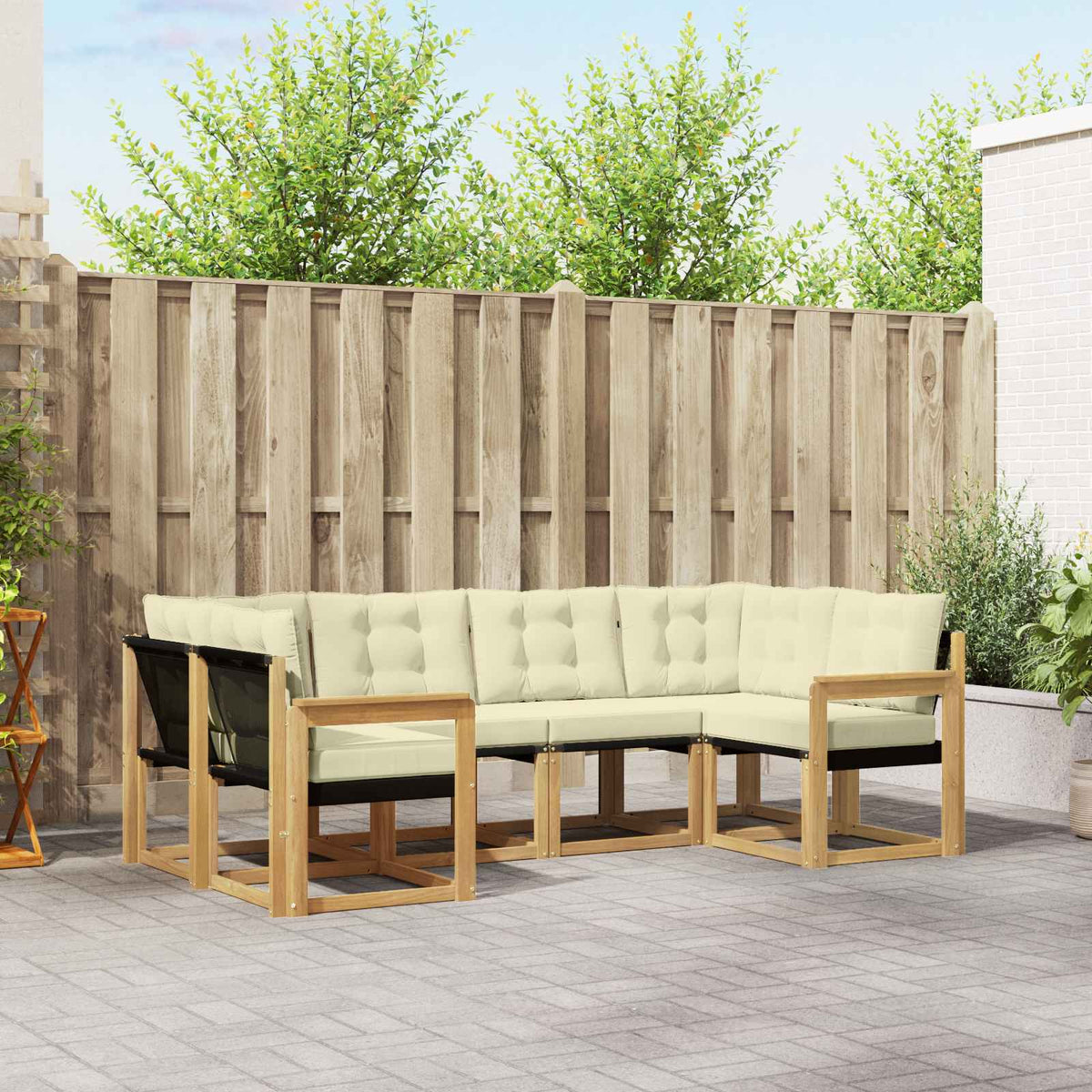 Buiten bankenset met kussen 6 pcs Wit en crèmekleurig is nu te koop bij PeponiXL, paradijselijk wonen!