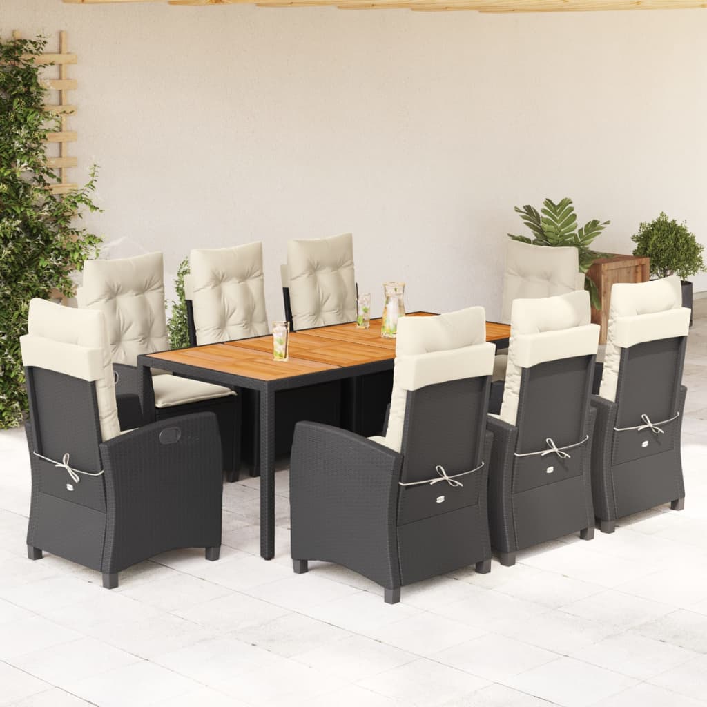 9-delige Tuinset poly rattan zwart is nu te koop bij PeponiXL, paradijselijk wonen!