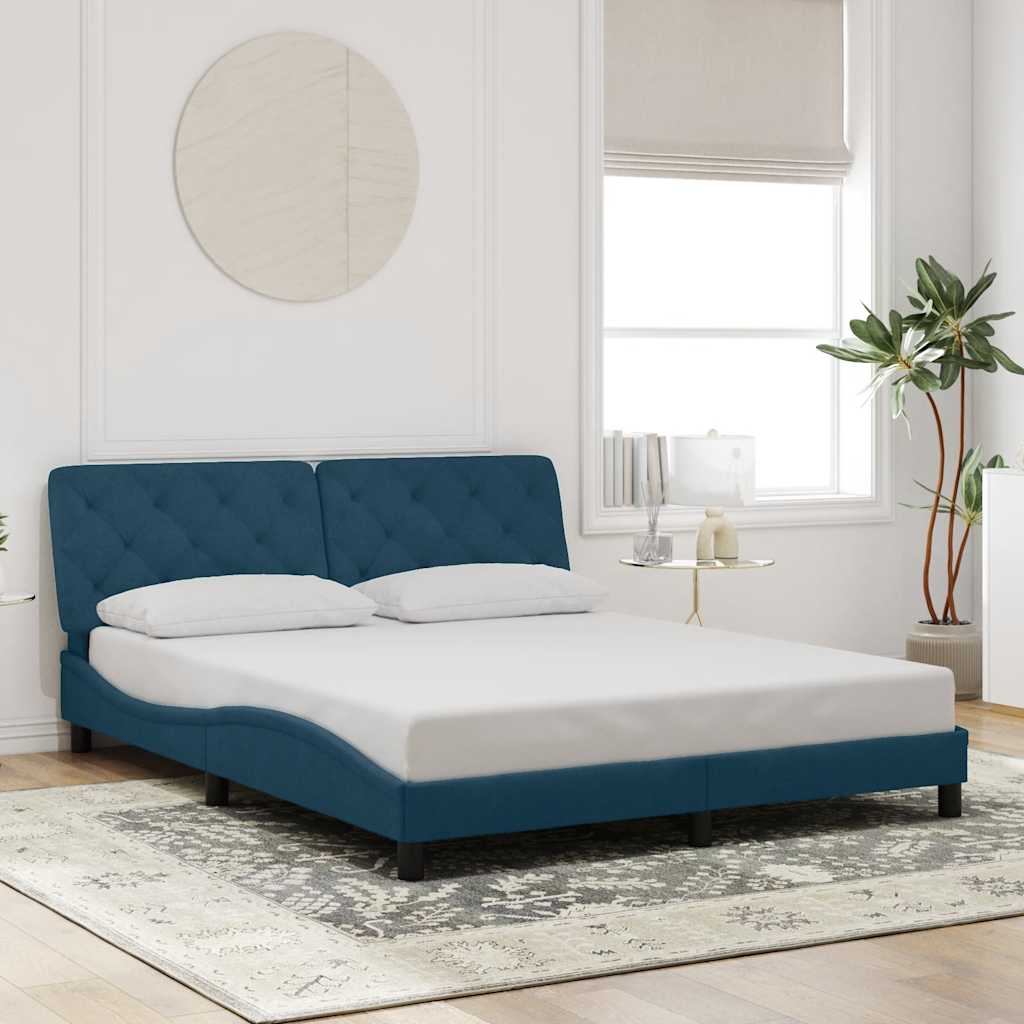 Bedframe zonder matras fluweel blauw 160x200 cm is nu te koop bij PeponiXL, paradijselijk wonen!