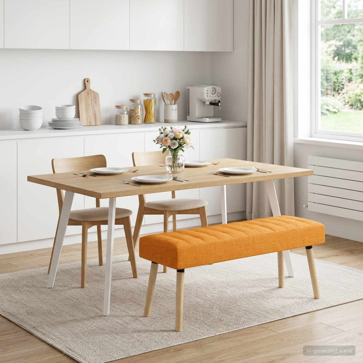 Kanaal-geplooide bank Donkergeel 110 x 40 x 46 cm Stof is nu te koop bij PeponiXL, paradijselijk wonen!
