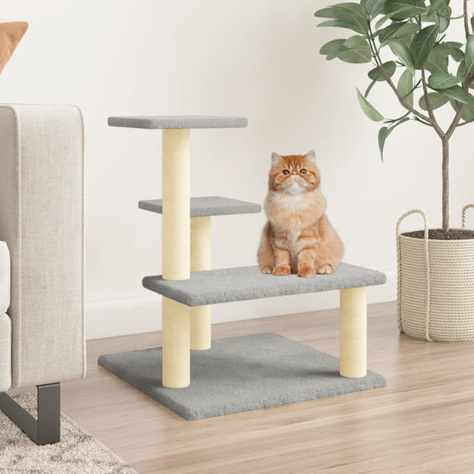 Kattenmeubel met sisal krabpalen 61 cm lichtgrijs is nu te koop bij PeponiXL, paradijselijk wonen!